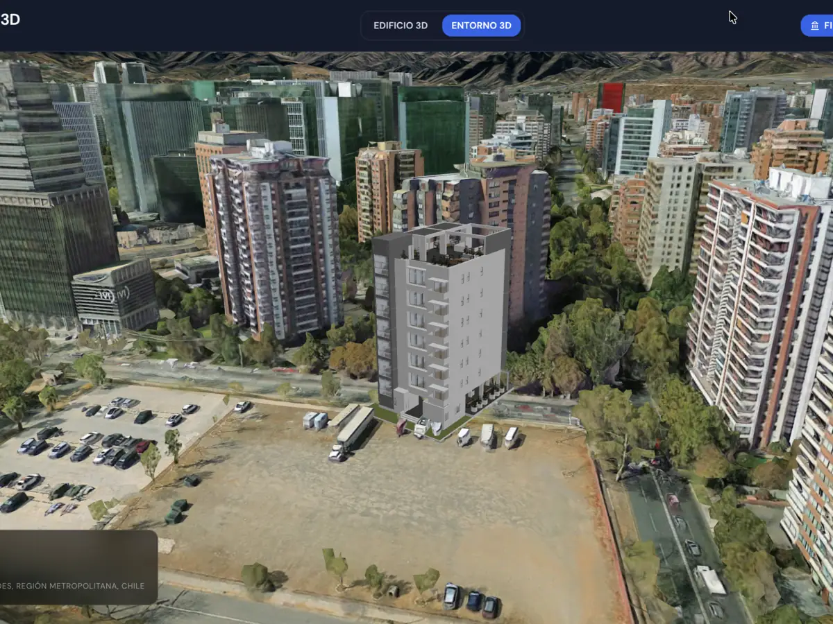 Edificio en su entorno real, en 3D
